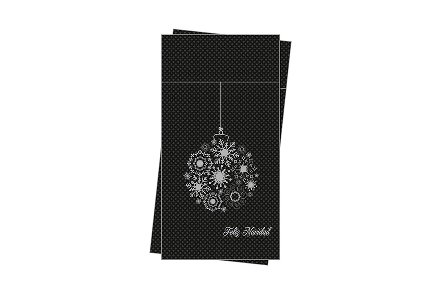 Kanguro Punta Punta 40x40cm Negro Deco. Bola Navidad (Tinta Plata), 480uds