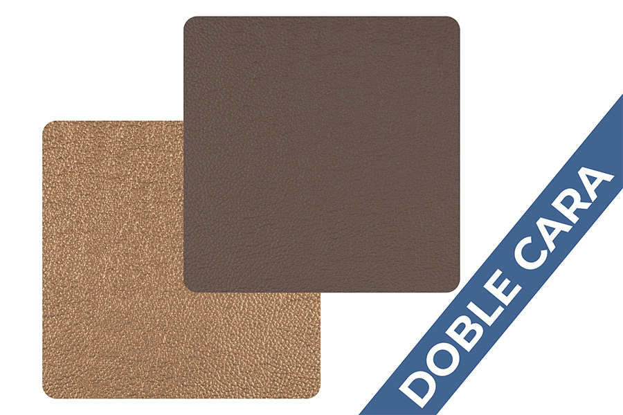 Posavasos Polipiel Cuadrado 10x10cm Marrón-Oro, 6uds x 10pq