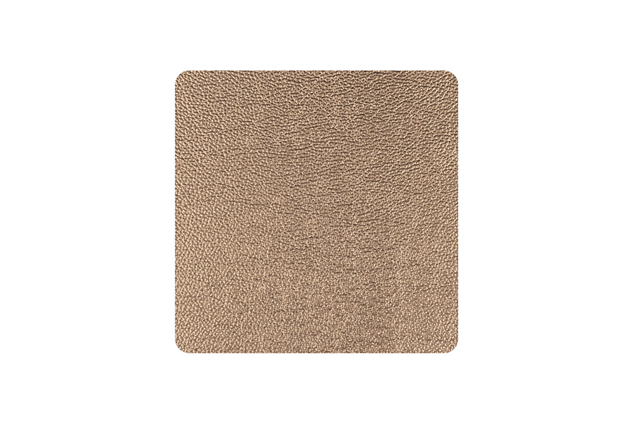 Posavasos Polipiel Cuadrado 10x10cm Marrón-Oro, 6uds x 10pq