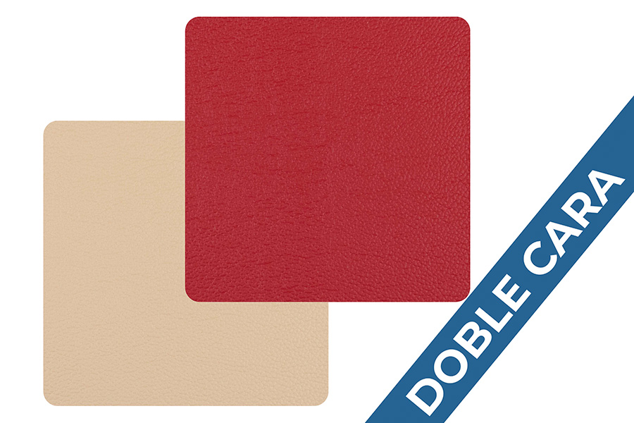 Posavasos Polipiel Cuadrado 10x10cm Rojo-Crema, 6uds x 10pq