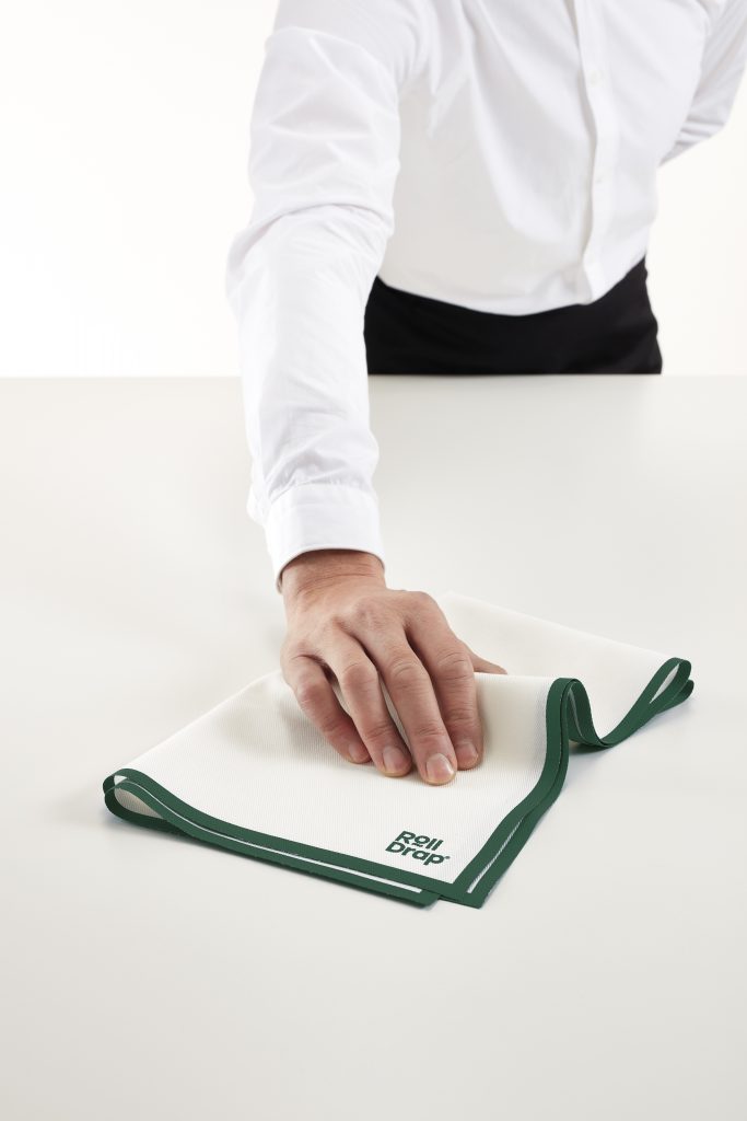 Roll Drap Paño Algodón Blanco Cenefa Verde 40x64cm, 10uds/rollo