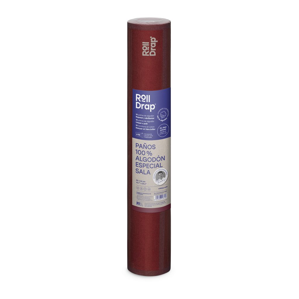 Roll Drap Paño Algodón Burdeos, 10uds/rollo