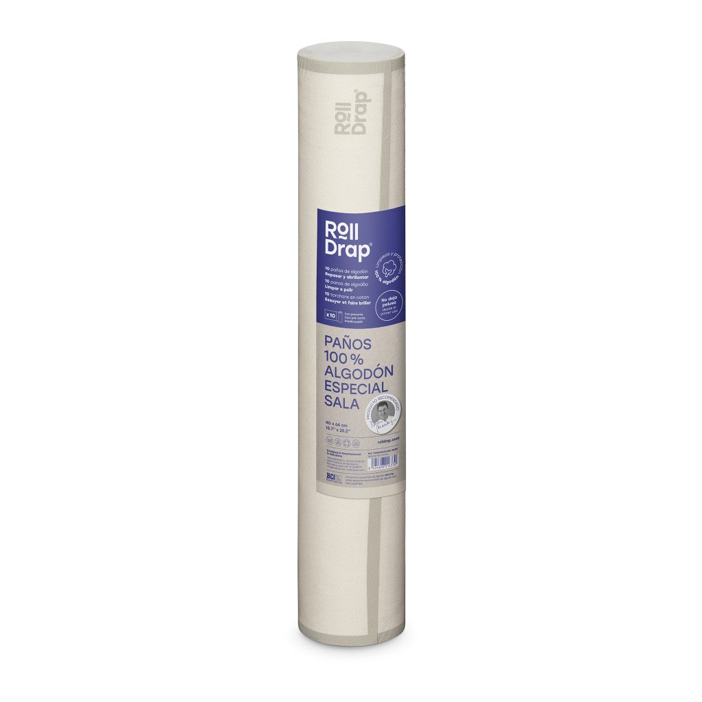 Roll Drap Paño Algodón Natural, 10uds/rollo