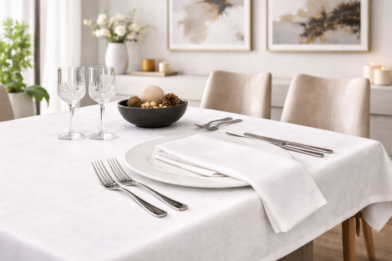 Mantel Tela Raso Satén 100x100cm Blanco (50% Poliéster / 50% Algodón)