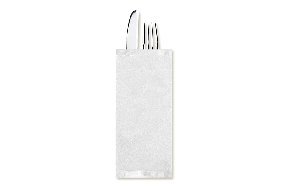Sobre Papel Portacubiertos con Servilleta 11x25cm Blanco, 800uds a Granel