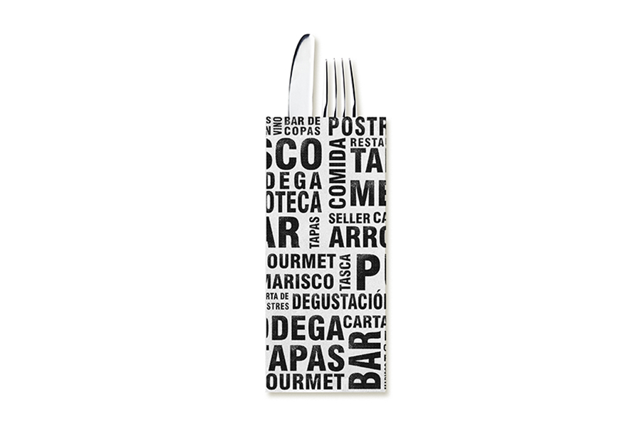 Sobre Papel Portacubiertos con Servilleta 11x25cm Deco. Gourmet, 800uds a Granel