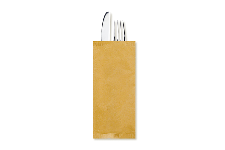 Sobre Papel Portacubiertos con Servilleta 11x25cm Kraft, 800uds a Granel