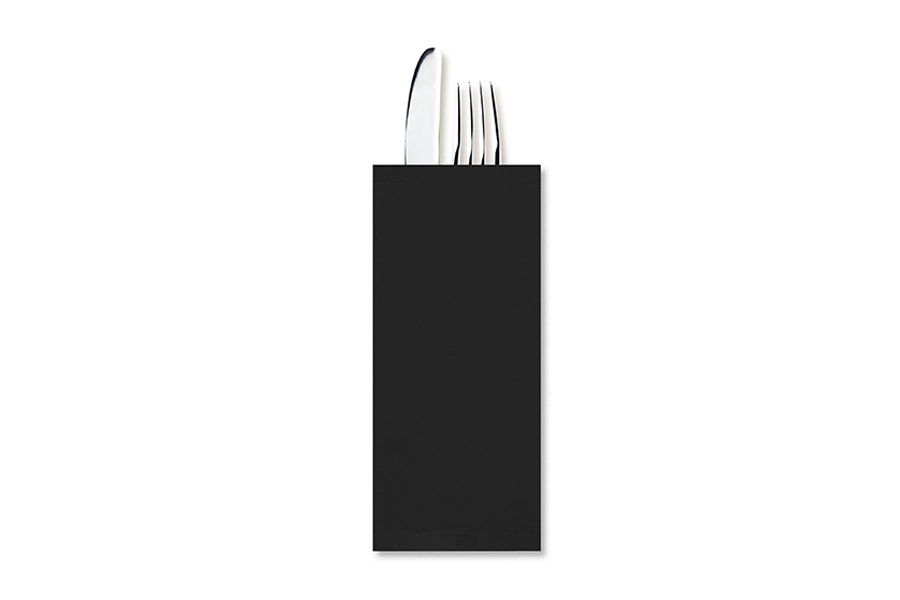 Sobre Papel Portacubiertos con Servilleta 11x25cm Negro, 800uds a Granel