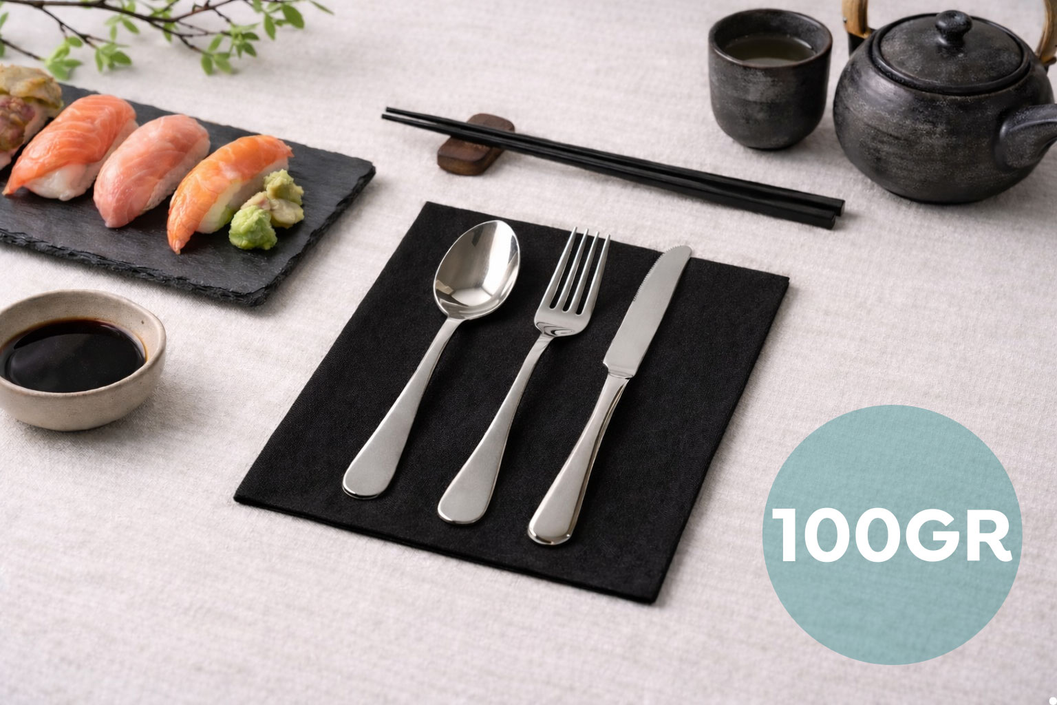 Servilletas Softex 40x40cm 100gr Negro, 360uds