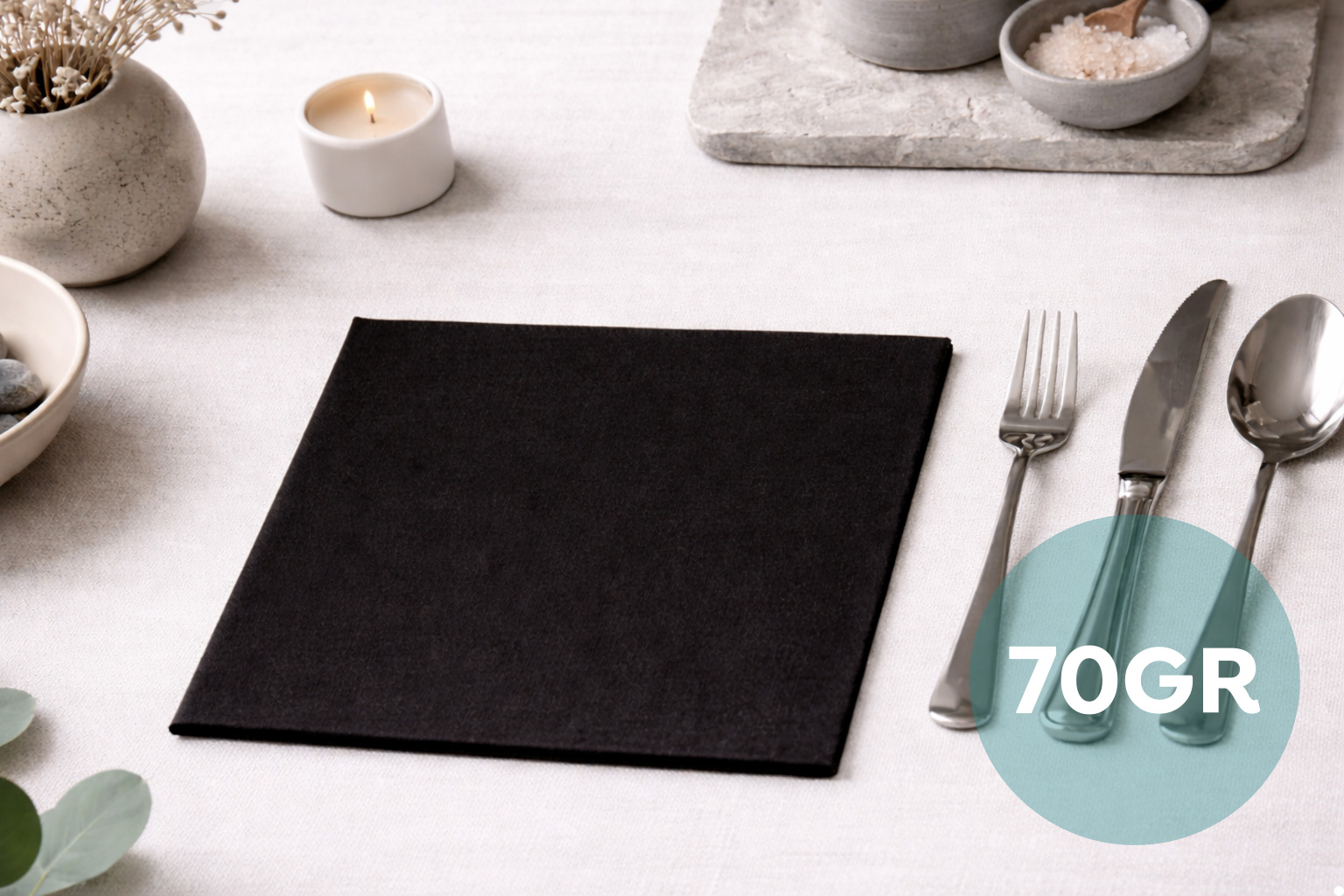 Servilletas Softex 40x40cm 70gr Negro, 300uds
