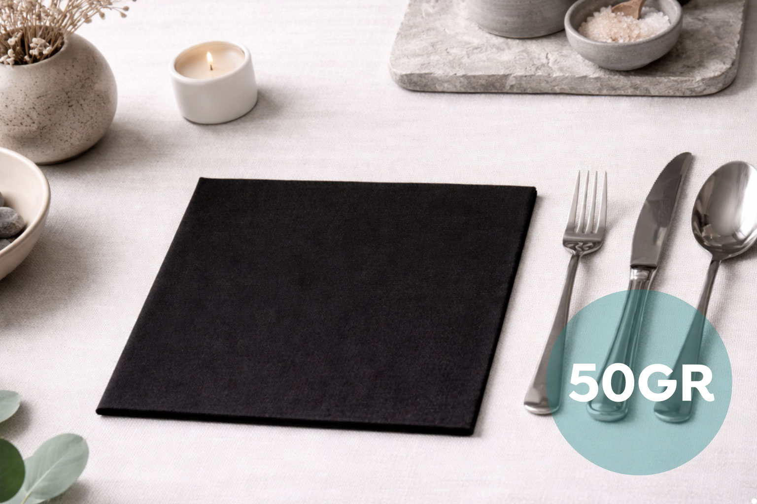 Servilletas Softex 40x40cm 50gr Negro, 600uds
