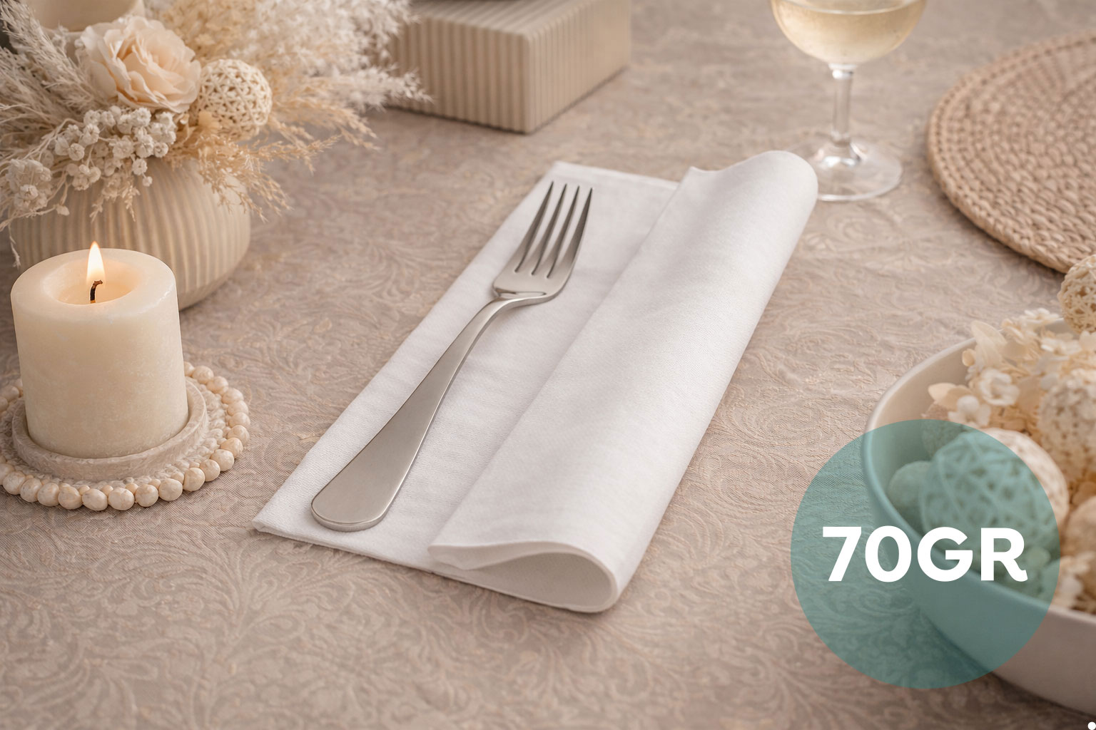 Servilletas Softex 48x48cm 70gr Blanco, 400uds