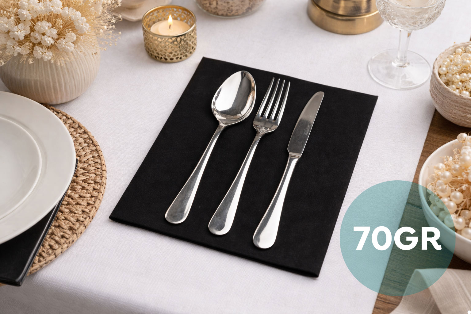 Servilletas Softex 48x48cm 70gr Negro, 400uds
