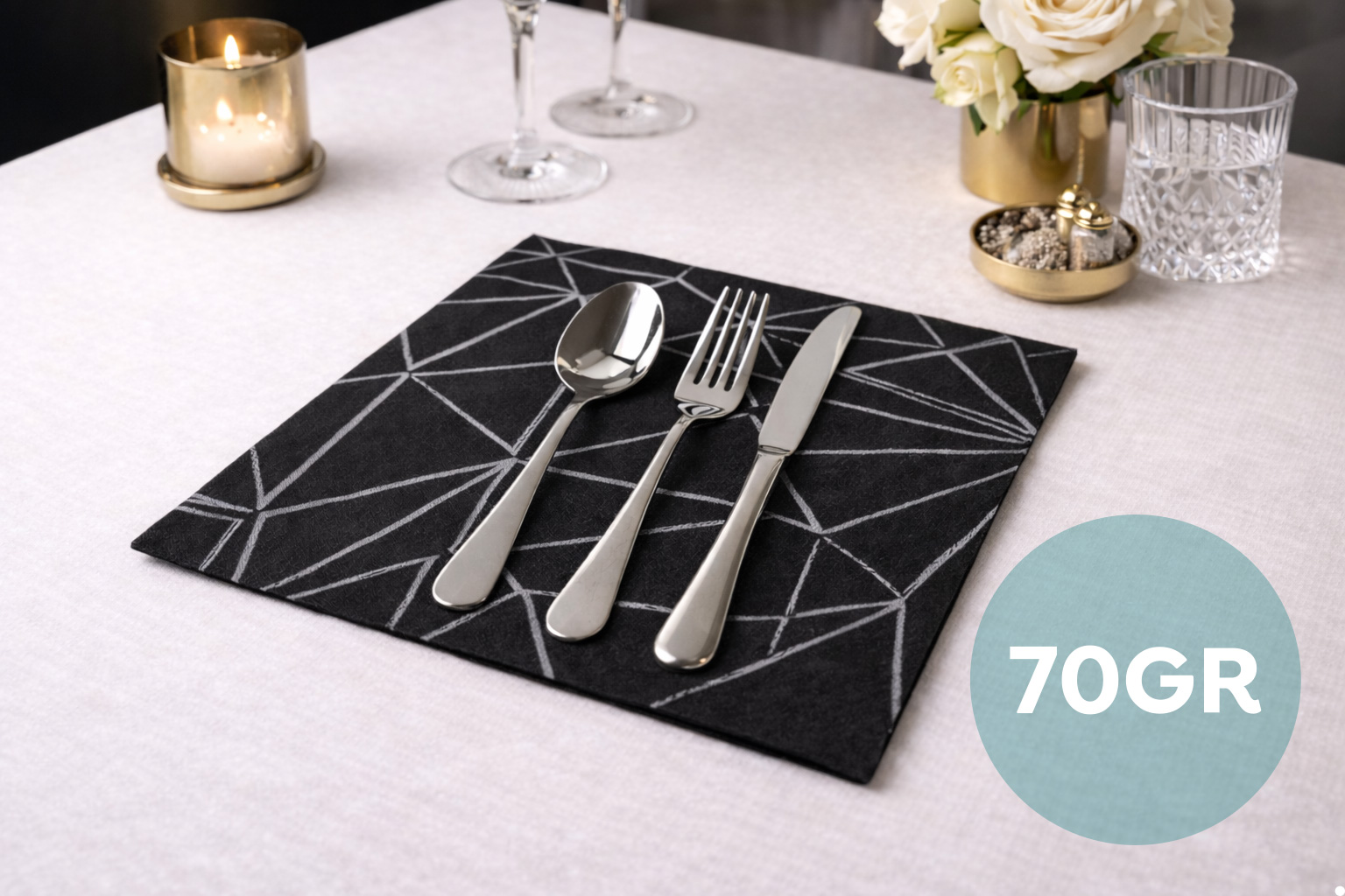 Servilletas Softex 40x40cm 70gr Negro Deco. Funky, 600uds