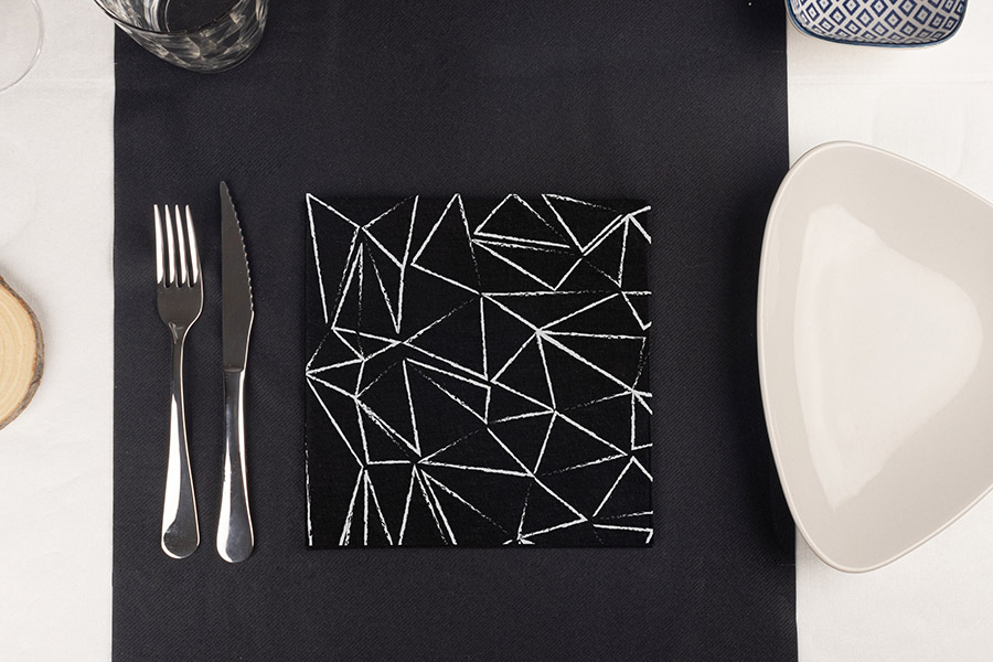 Servilletas Softex 40x40cm 70gr Negro Deco. Funky, 600uds