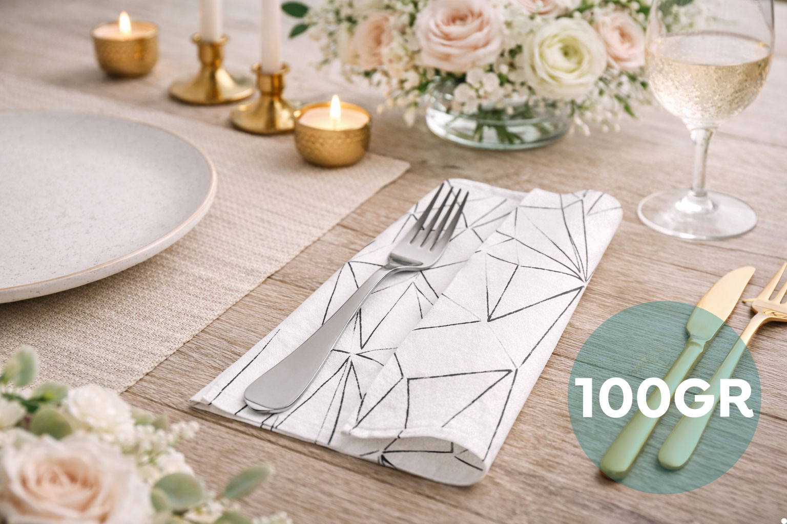 Servilletas Softex 48x48cm 100gr Blanco Deco. Funky, 240uds