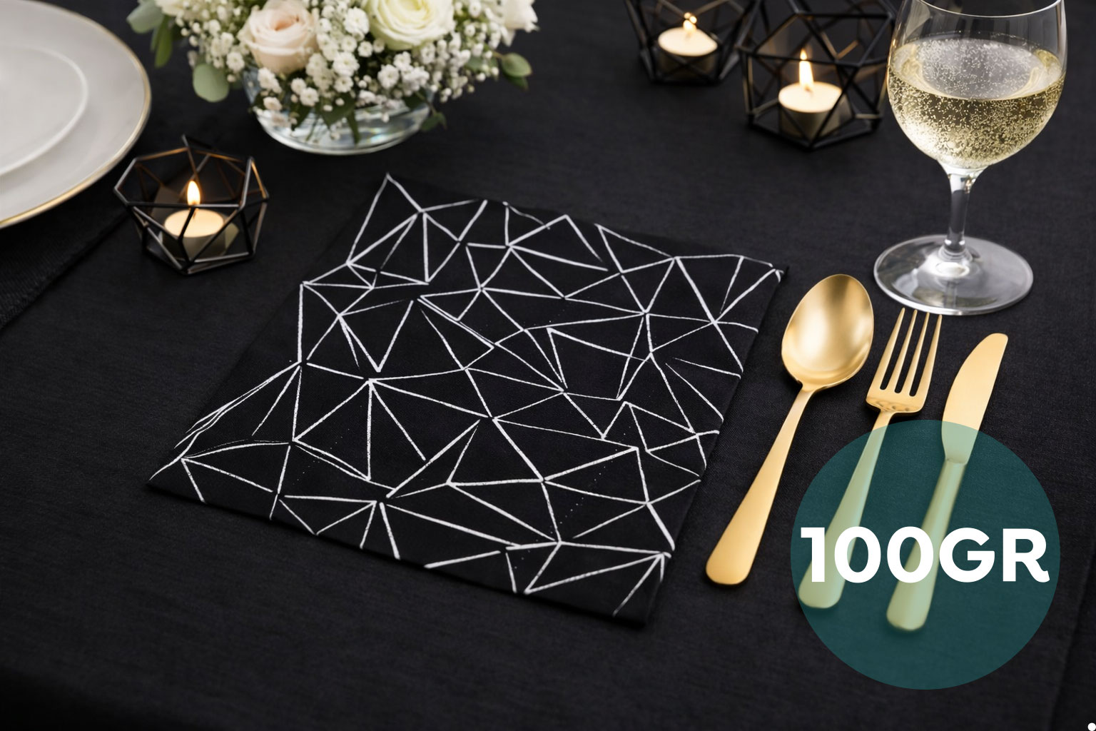 Servilletas Softex 48x48cm 100gr Negro Deco. Funky, 240uds