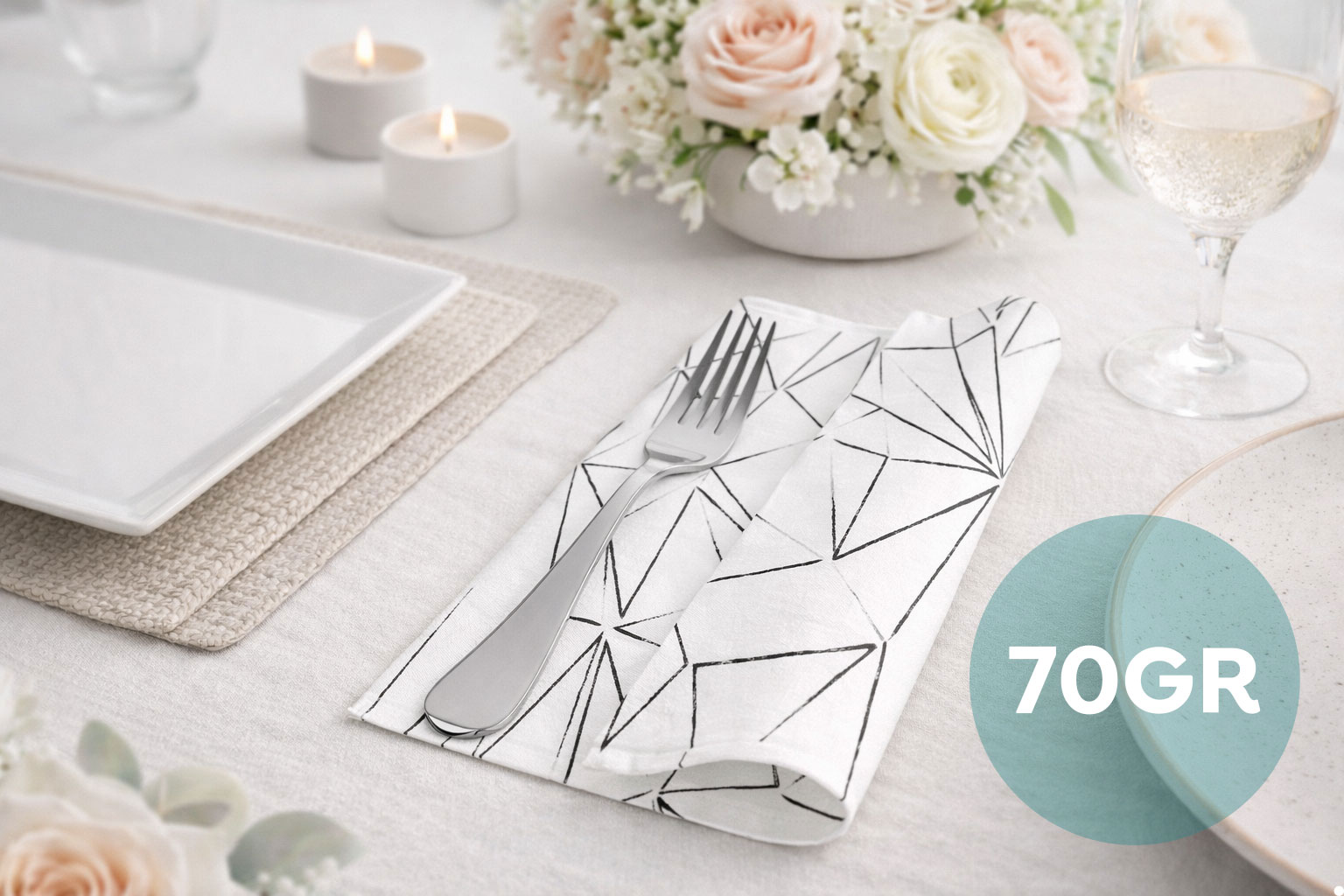 Servilletas Softex 48x48cm 70gr Blanco Deco. Funky, 400uds