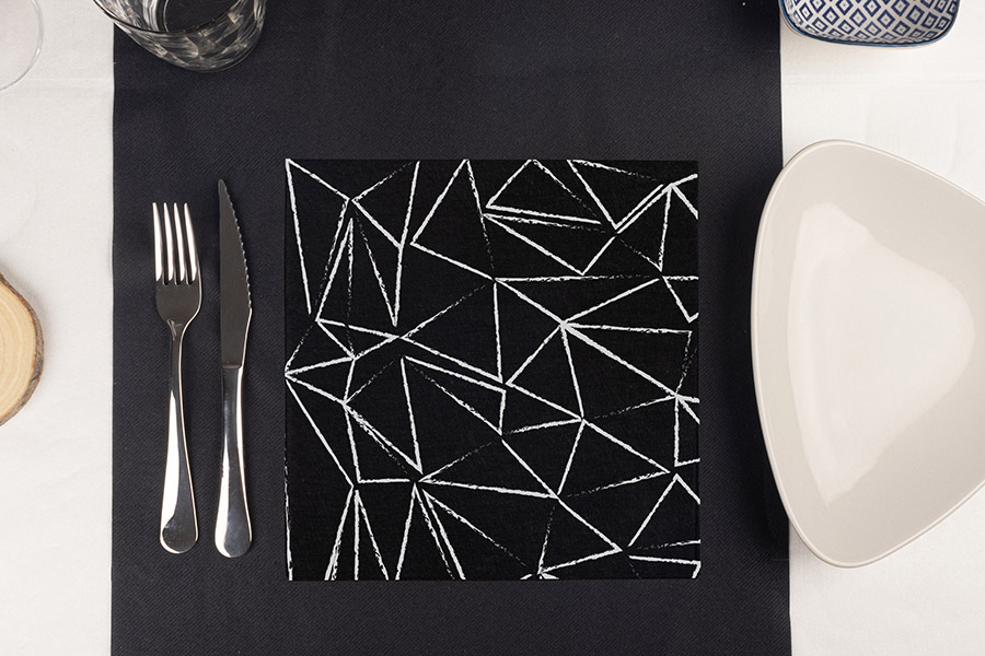 Servilletas Softex 48x48cm 70gr Negro Deco. Funky, 400uds