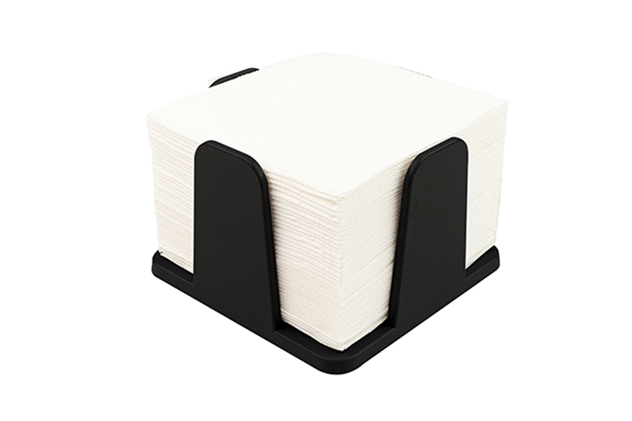 Servilletero 20x20cm PS Negro -c/Servilleta Blanca- 12uds