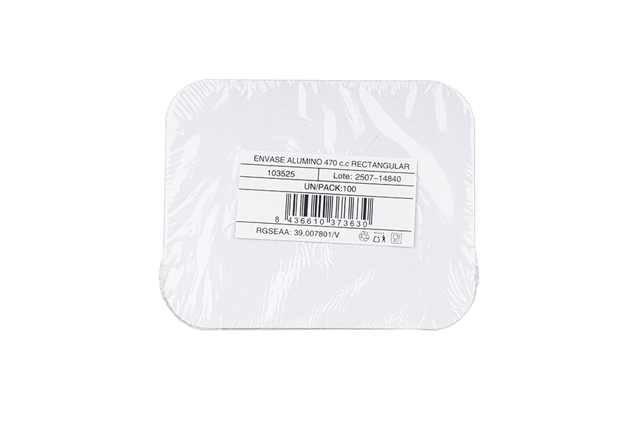 Tapa Envase Aluminio Rectangular 470m, 1.200uds
