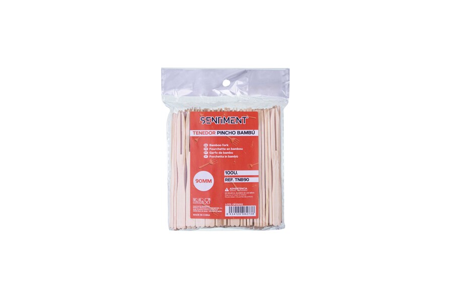 Tenedor Pincho Bambú 90mm, 100uds x 50pq