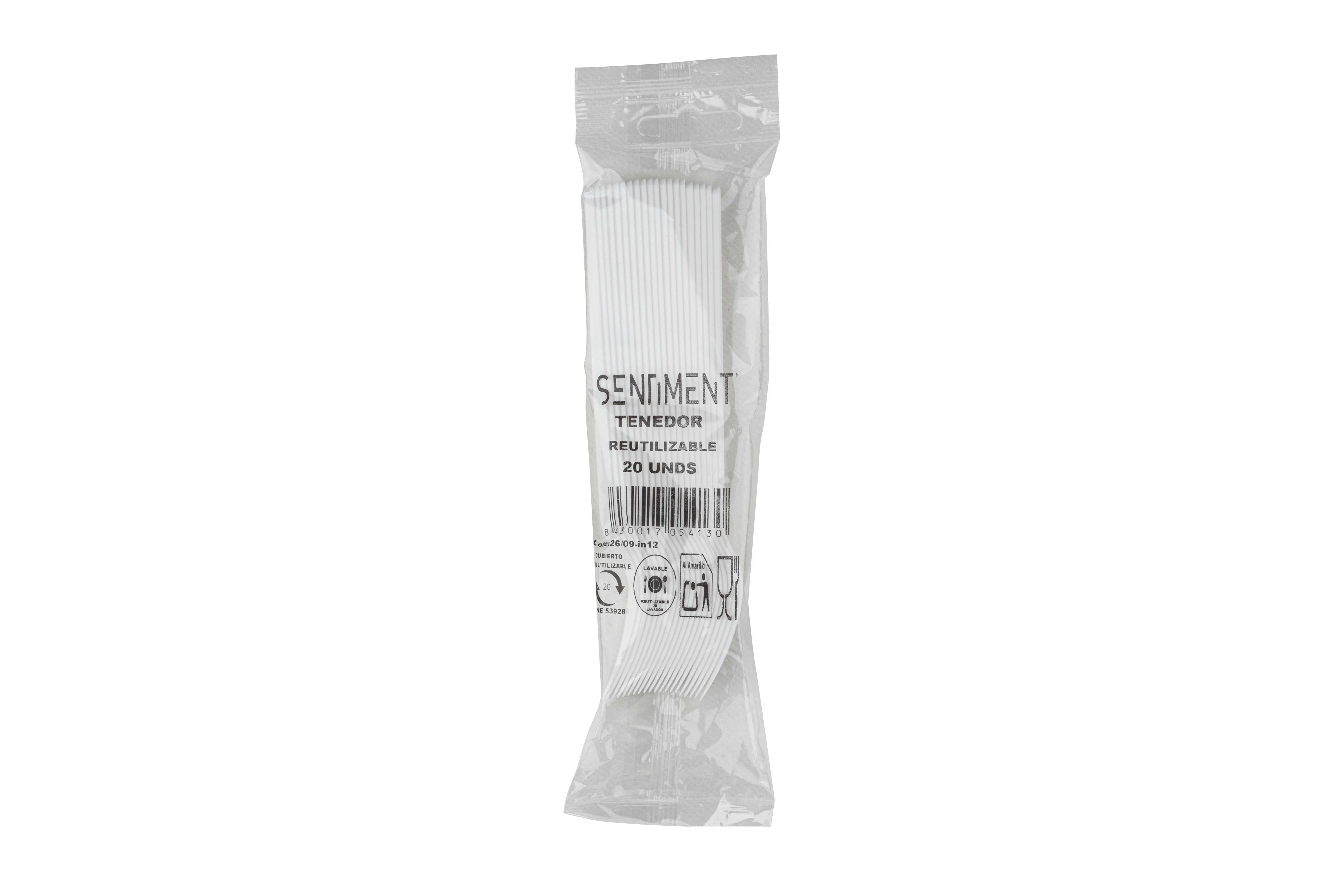 Tenedor Reutilizable PS, 20uds x 25pq
