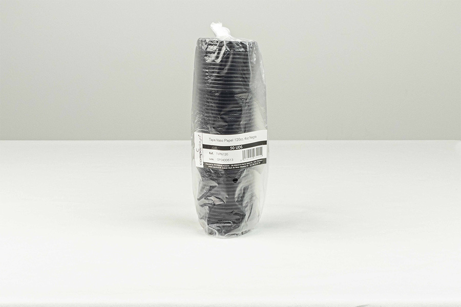 Tapa Vaso Papel 120cc 4oz Negro, 50uds x 20pq
