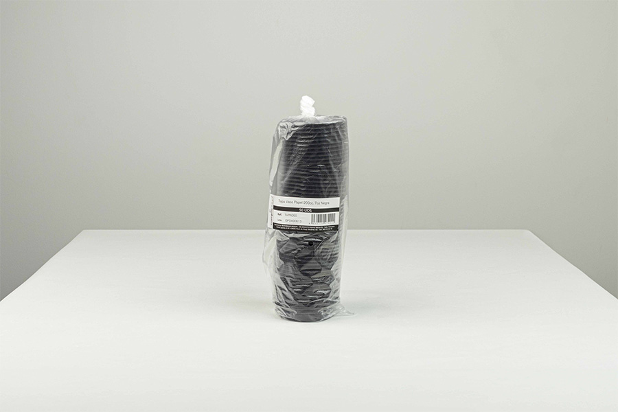 Tapa Vaso Papel 200cc 7oz Negro, 50uds x 20pq