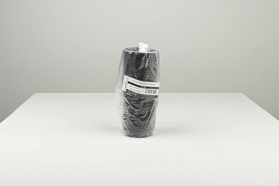 Tapa Vaso Papel 240cc 8oz Negro, 50uds x 20pq