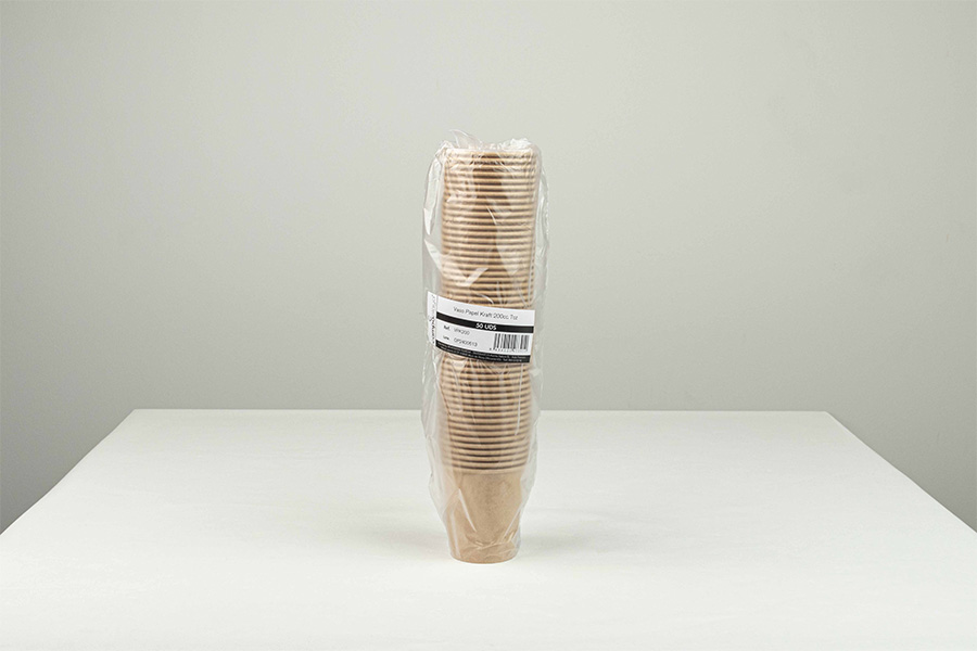 Vaso Papel Kraft 200cc 7oz, 50uds x 20pq